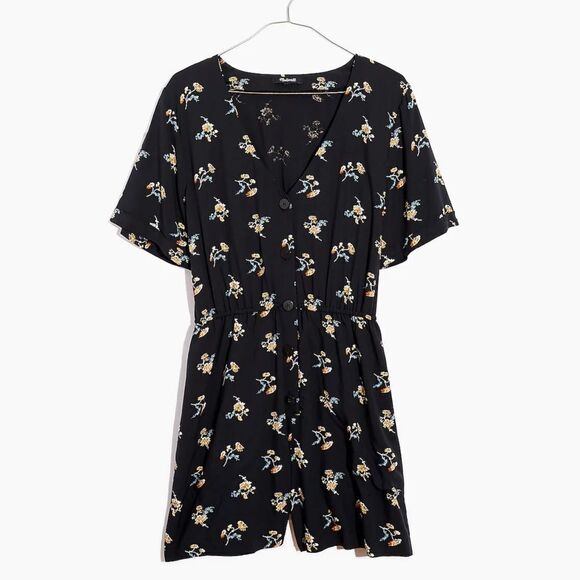 Madewell Button-Front Day Romper in Marseille Daisies - Picture 1 of 5